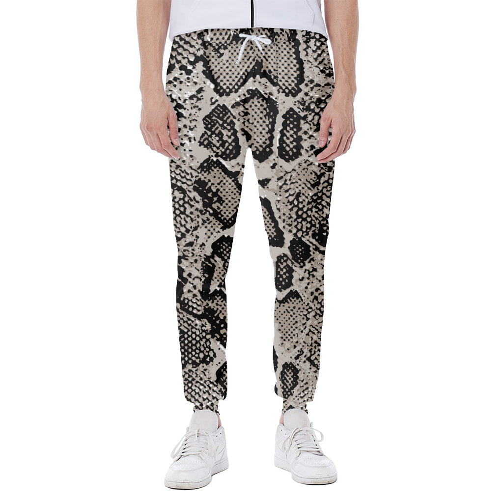 Tan And Black Snakeskin Print Scuba Joggers