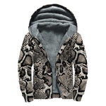 Tan And Black Snakeskin Print Sherpa Lined Zip Up Hoodie