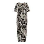 Tan And Black Snakeskin Print Short Sleeve Long Nightdress