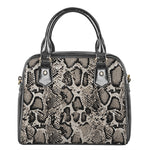 Tan And Black Snakeskin Print Shoulder Handbag
