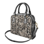 Tan And Black Snakeskin Print Shoulder Handbag