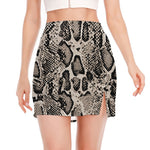 Tan And Black Snakeskin Print Side Slit Mini Skirt