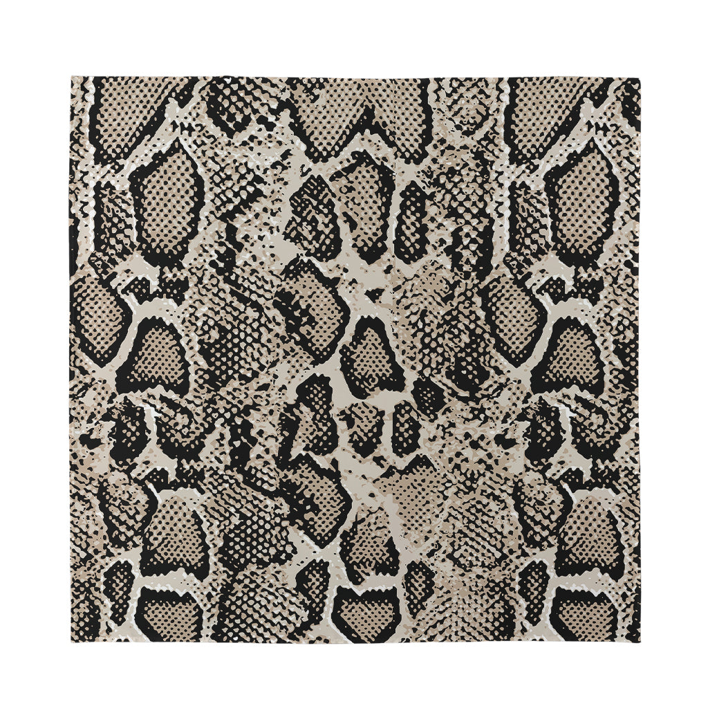 Tan And Black Snakeskin Print Silk Bandana