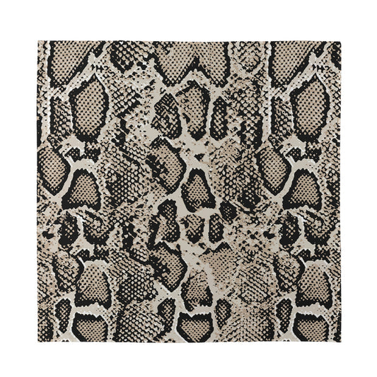 Tan And Black Snakeskin Print Silk Bandana