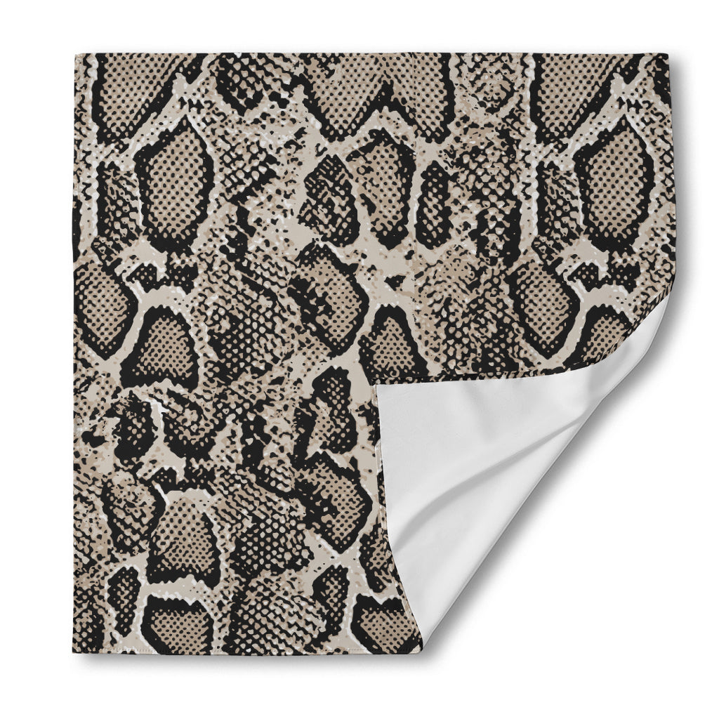 Tan And Black Snakeskin Print Silk Bandana