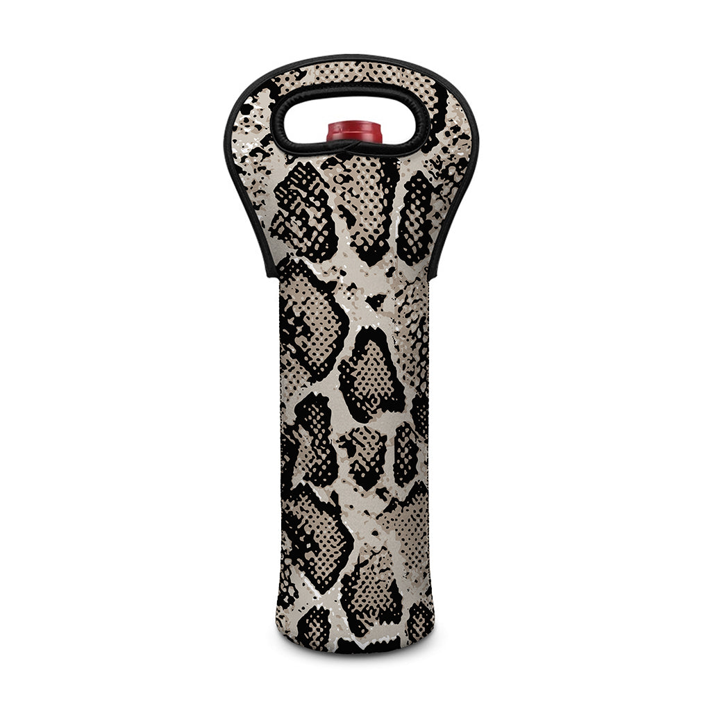 Tan And Black Snakeskin Print Single Neoprene Wine Tote