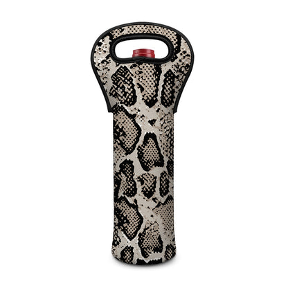 Tan And Black Snakeskin Print Single Neoprene Wine Tote