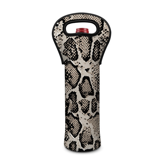 Tan And Black Snakeskin Print Single Neoprene Wine Tote