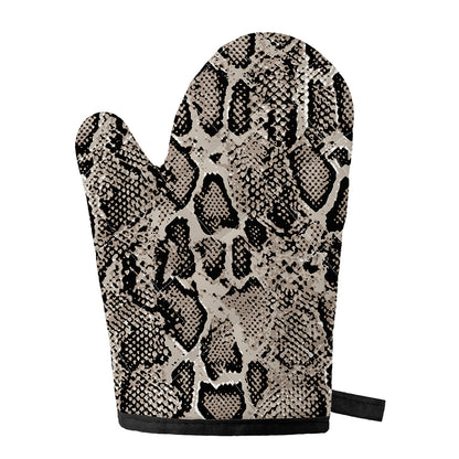 Tan And Black Snakeskin Print Single Oven Mitt