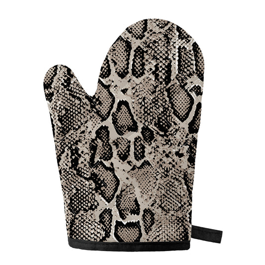 Tan And Black Snakeskin Print Single Oven Mitt