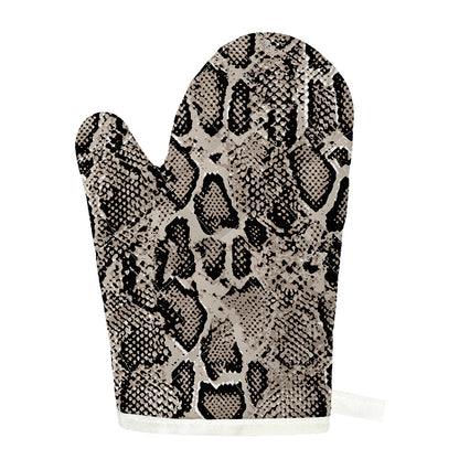 Tan And Black Snakeskin Print Single Oven Mitt
