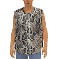 Tan And Black Snakeskin Print Sleeveless Baseball Jersey