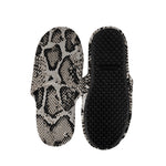Tan And Black Snakeskin Print Slippers