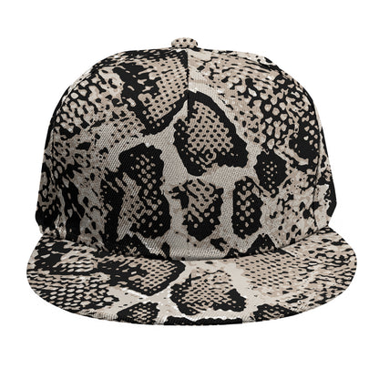 Tan And Black Snakeskin Print Snapback Cap