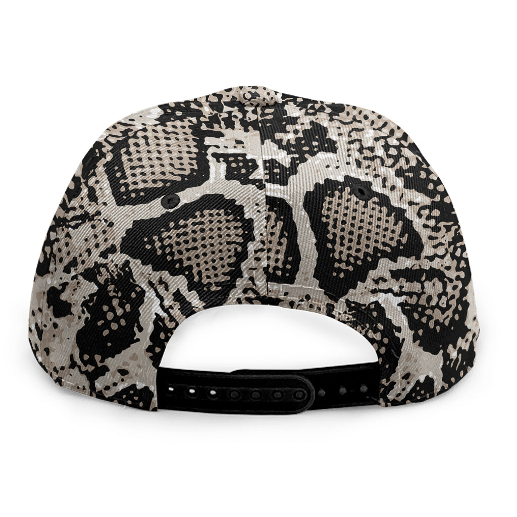 Tan And Black Snakeskin Print Snapback Cap