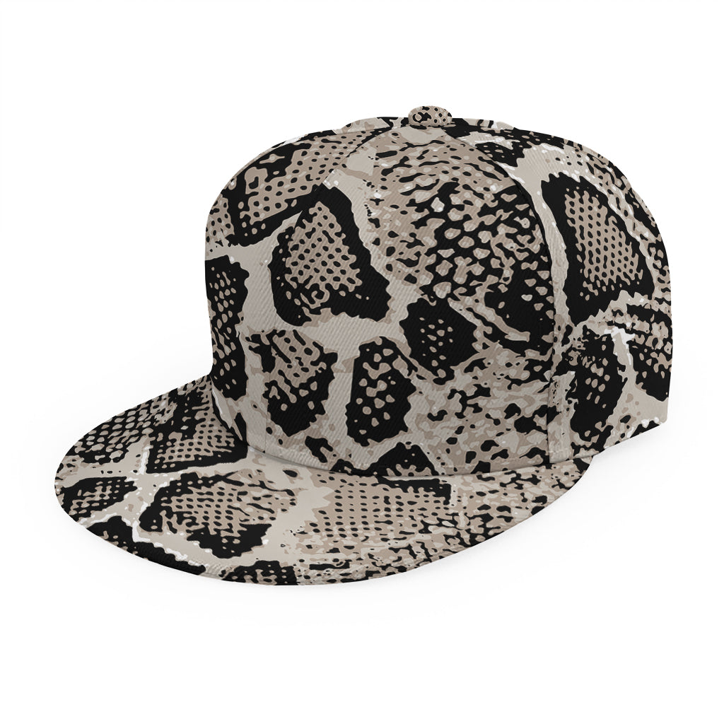 Tan And Black Snakeskin Print Snapback Cap
