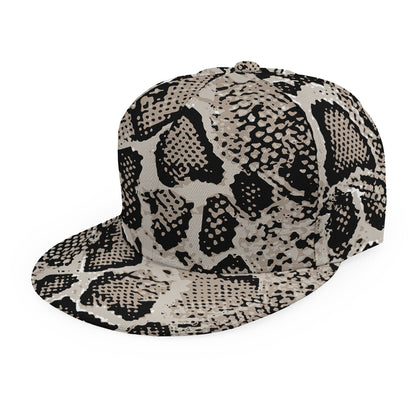 Tan And Black Snakeskin Print Snapback Cap