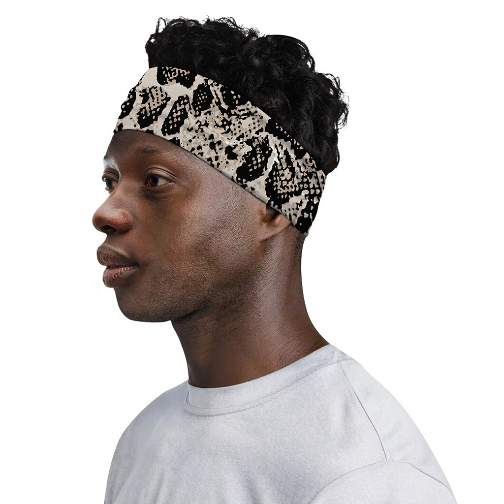 Tan And Black Snakeskin Print Sports Headband