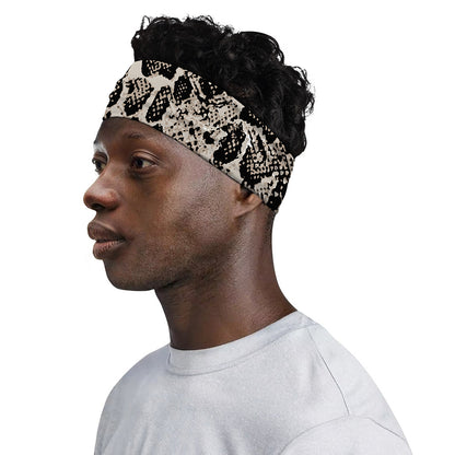 Tan And Black Snakeskin Print Sports Headband