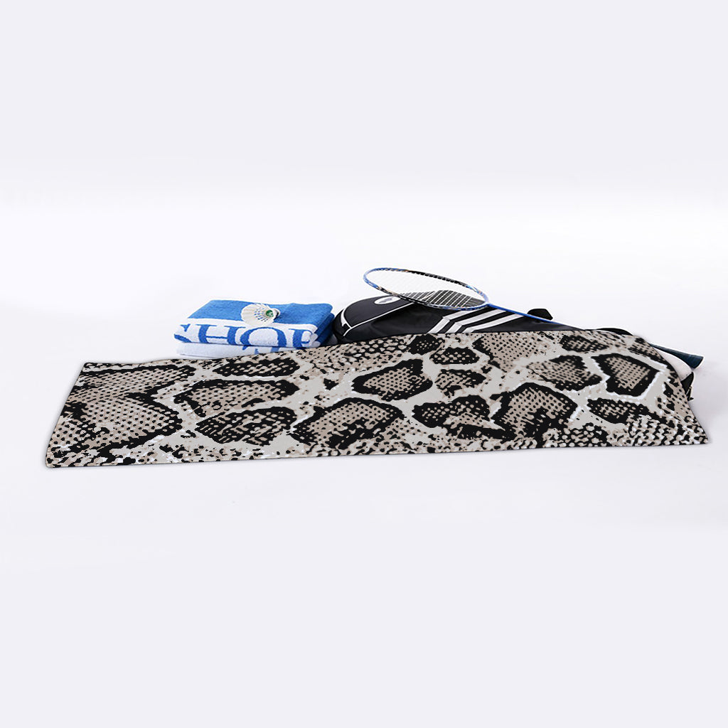 Tan And Black Snakeskin Print Sports Towel