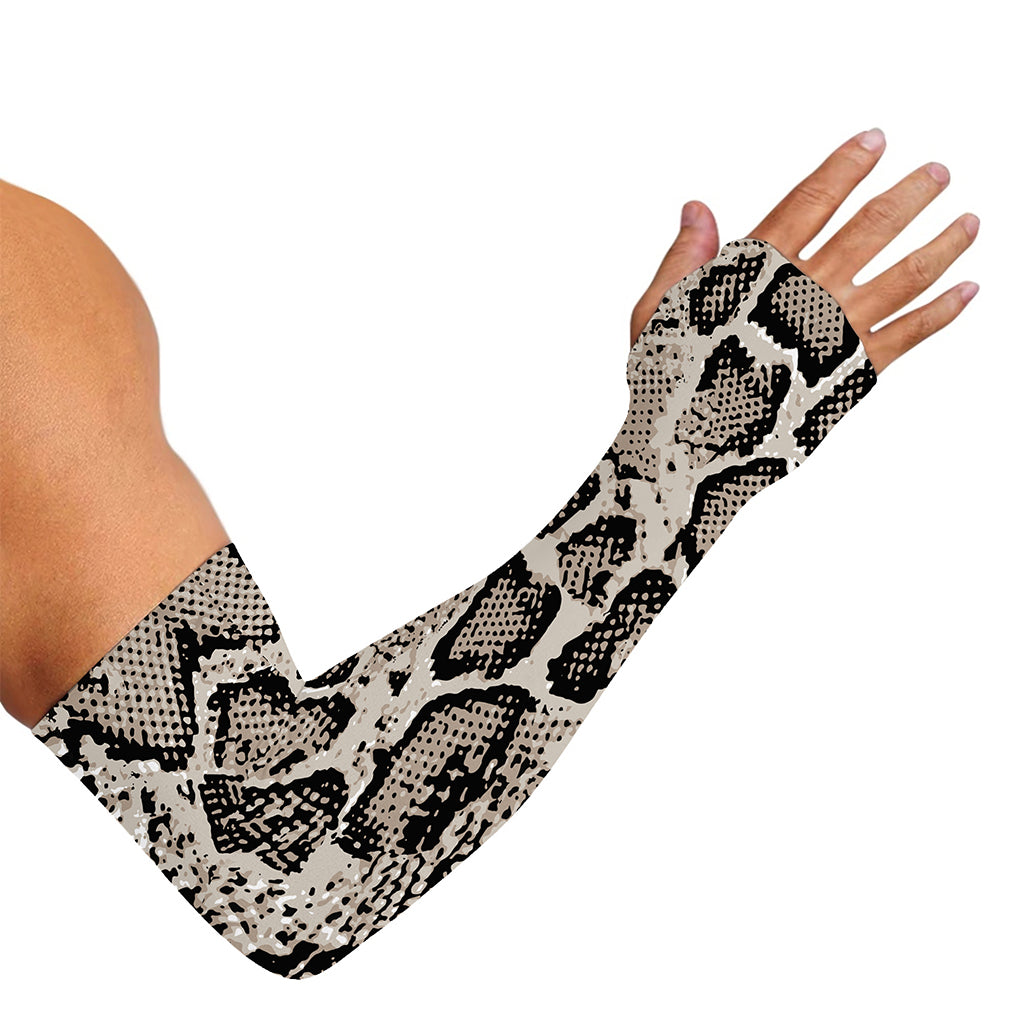 Tan And Black Snakeskin Print Sun Protection Arm Sleeves