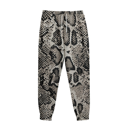 Tan And Black Snakeskin Print Sweatpants
