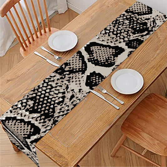 Tan And Black Snakeskin Print Table Runner