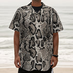Tan And Black Snakeskin Print Textured Short Sleeve Shirt