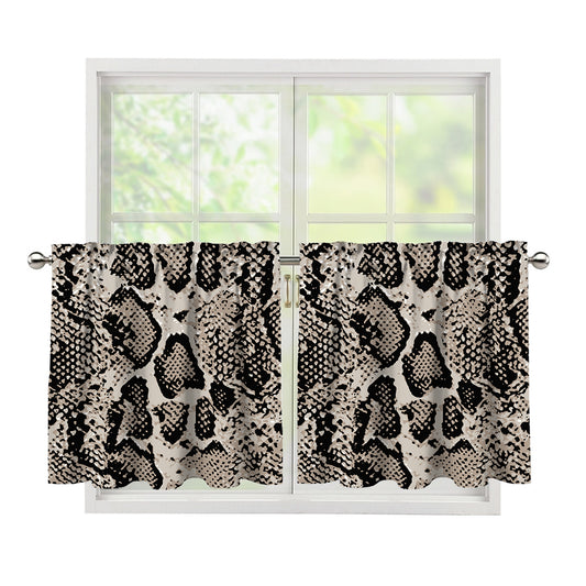 Tan And Black Snakeskin Print Tier Curtains