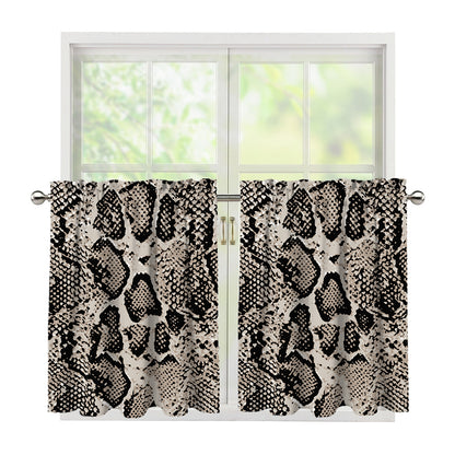 Tan And Black Snakeskin Print Tier Curtains