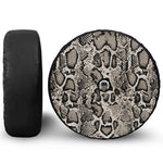 Tan And Black Snakeskin Print Tire Cover With Camera Hole