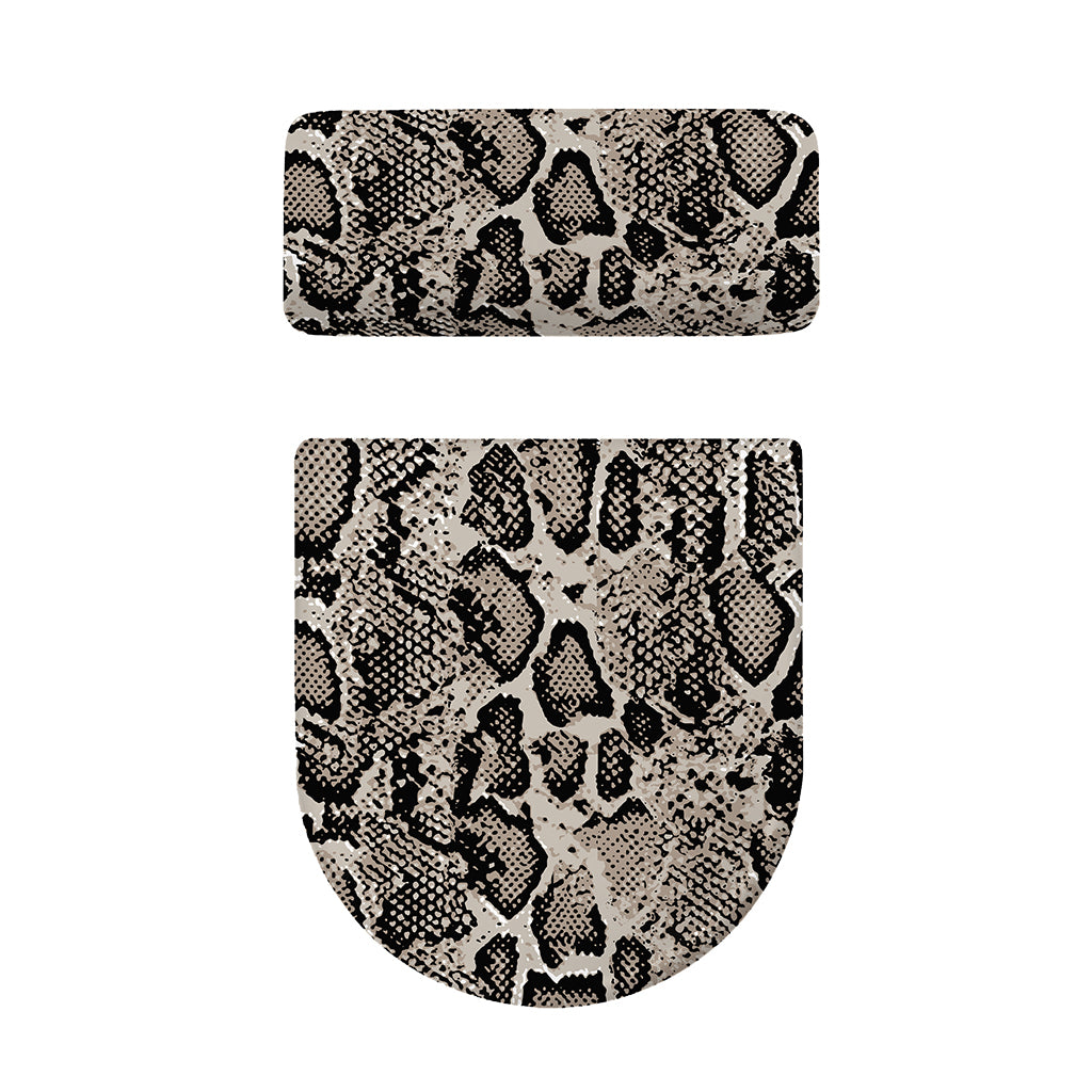 Tan And Black Snakeskin Print Toilet Lid And Tank Cover Set