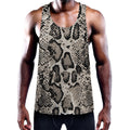 Tan And Black Snakeskin Print Men's Workout Tank Top