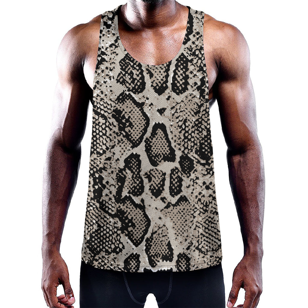 Tan And Black Snakeskin Print Training Tank Top
