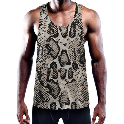 Tan And Black Snakeskin Print Training Tank Top