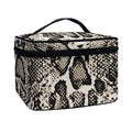 Tan And Black Snakeskin Print Travel Makeup Bag