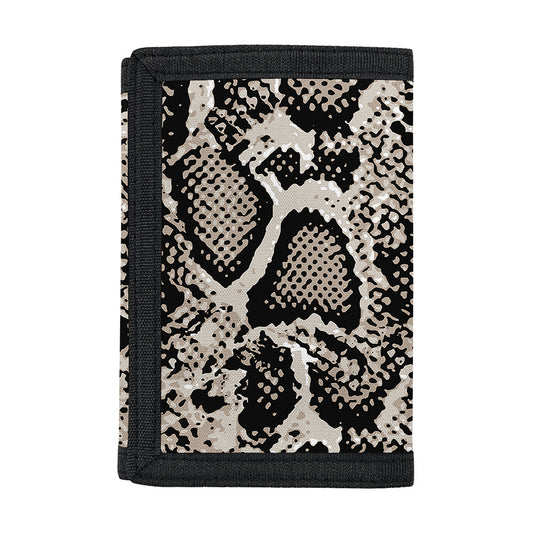 Tan And Black Snakeskin Print Trifold Wallet