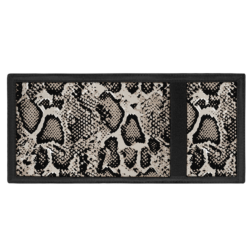 Tan And Black Snakeskin Print Trifold Wallet