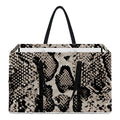 Tan And Black Snakeskin Print Utility Tote Bag