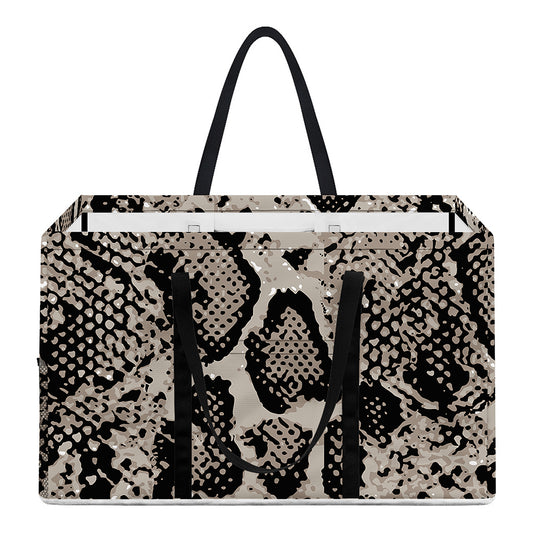 Tan And Black Snakeskin Print Utility Tote Bag