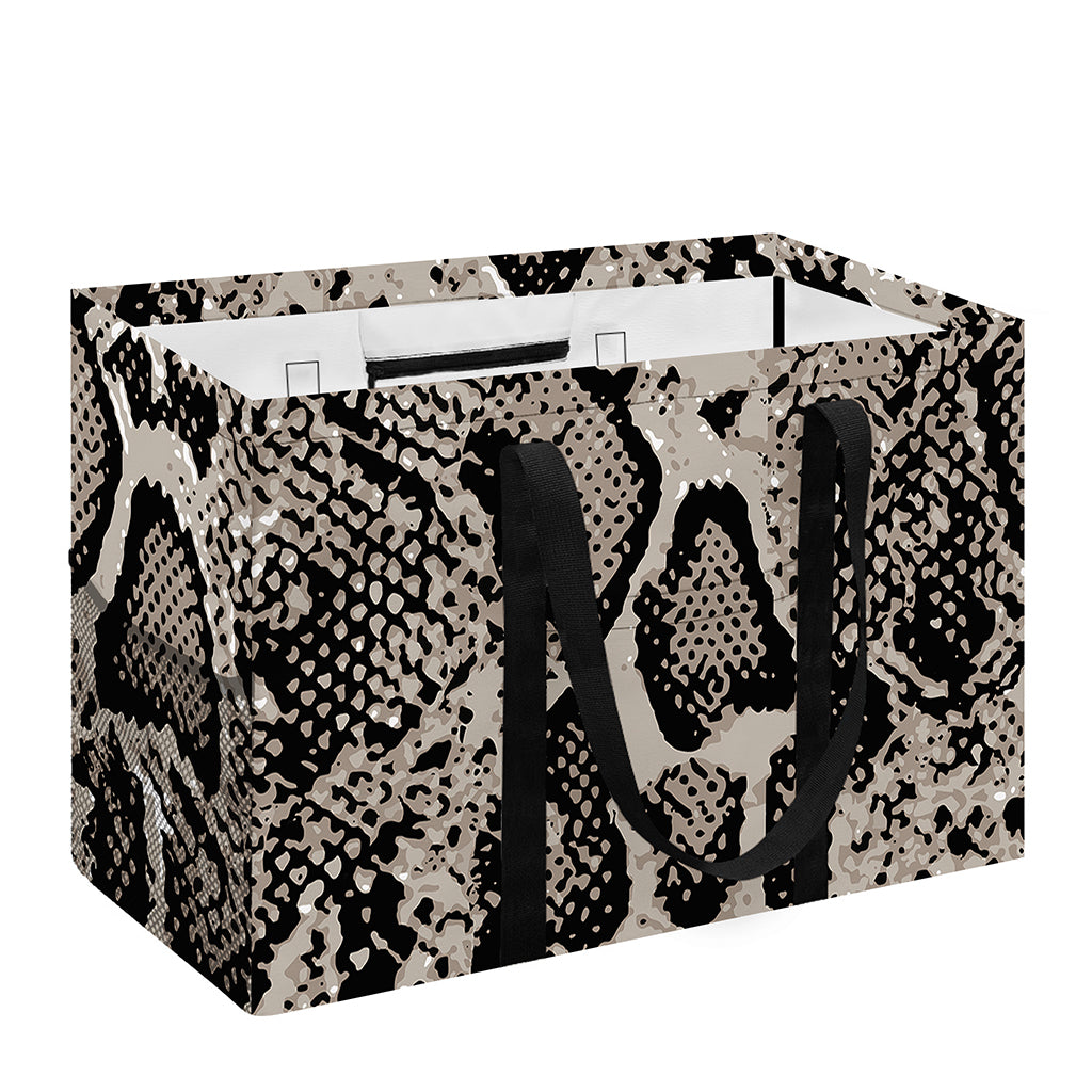Tan And Black Snakeskin Print Utility Tote Bag