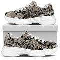 Tan And Black Snakeskin Print White Chunky Shoes