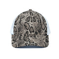 Tan And Black Snakeskin Print White Mesh Trucker Hat