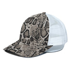 Tan And Black Snakeskin Print White Mesh Trucker Cap