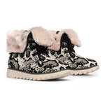 Tan And Black Snakeskin Print Winter Boots