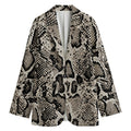 Tan And Black Snakeskin Print Women's Cotton Blazer