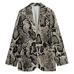 Tan And Black Snakeskin Print Women's Cotton Blazer