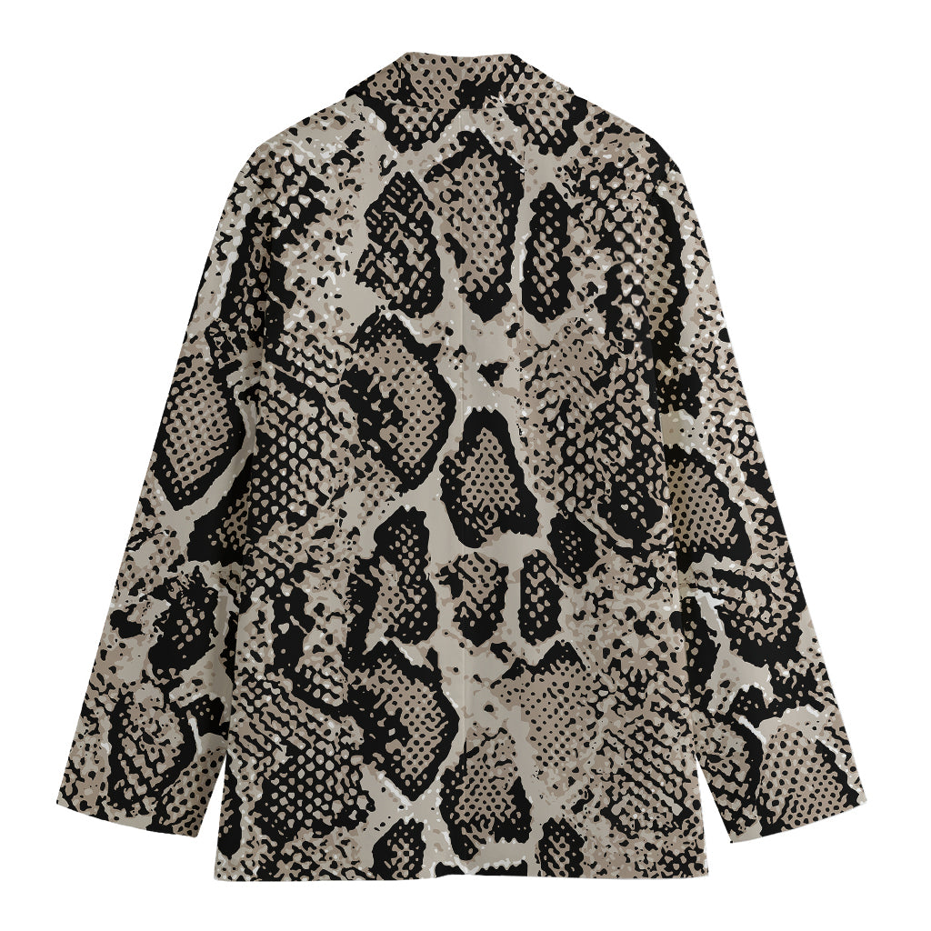 Tan And Black Snakeskin Print Women's Cotton Blazer
