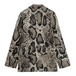 Tan And Black Snakeskin Print Women's Cotton Blazer