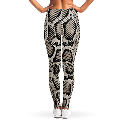 Tan And Black Snakeskin Print Women's Leggings